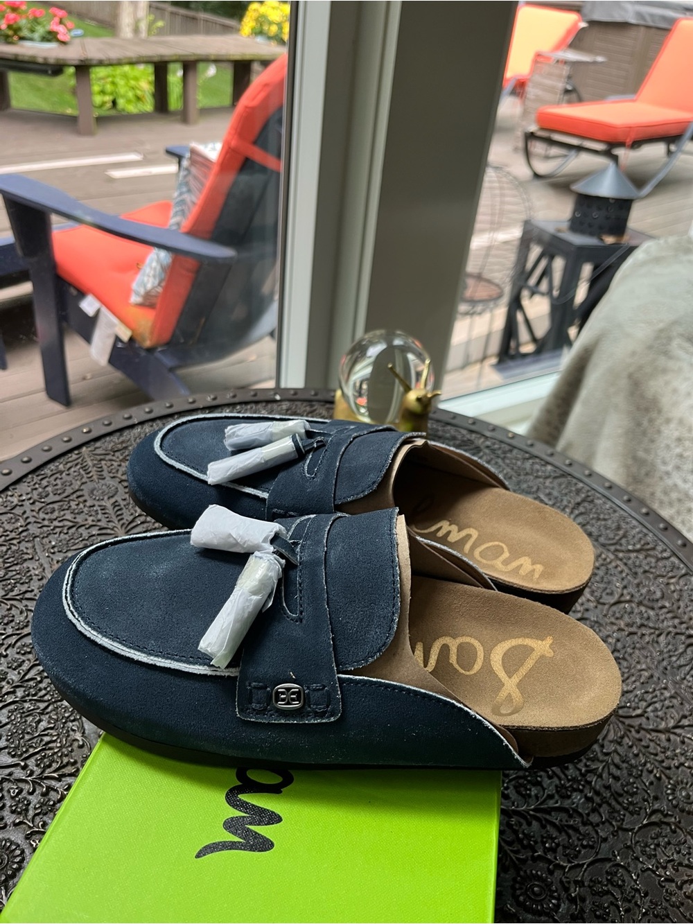 SAM EDELMAN ASTRID MULES IN ATLANTIC BLUE SUEDE 8.5 - Picture 5 of 11